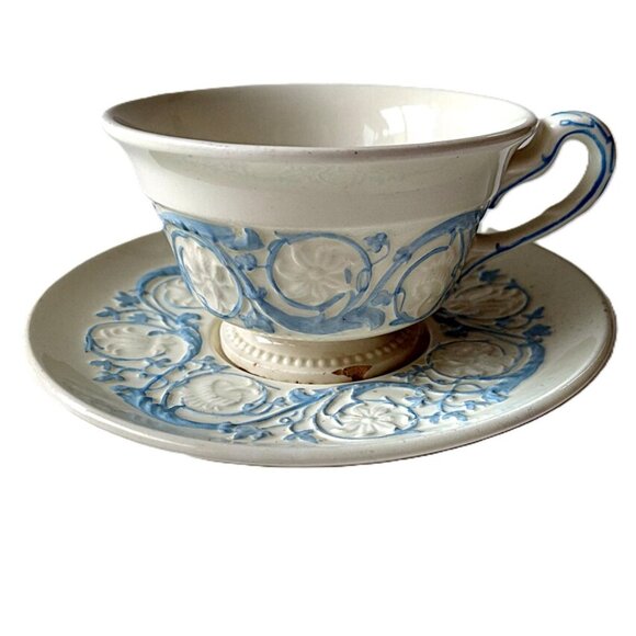 Vintage Wedgwood Patrician Tea Cup & Saucer Etruria Barlaston Shabby Distressed - Picture 1 of 10